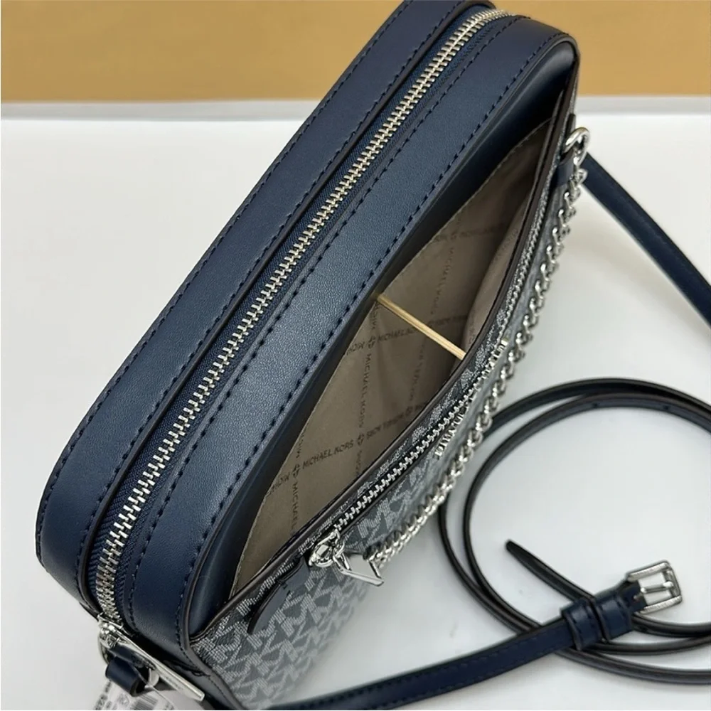 Michael Kors Jet Set Large Ombré Signature Logo EW Crossbody Body Navy NWT